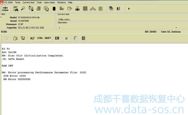 使用PC-3000 for HDD. Seagate F3修復(fù)希捷Sentosa家族SIM Error 1009 RW Error 00000080錯(cuò)誤的數(shù)據(jù)恢復(fù)