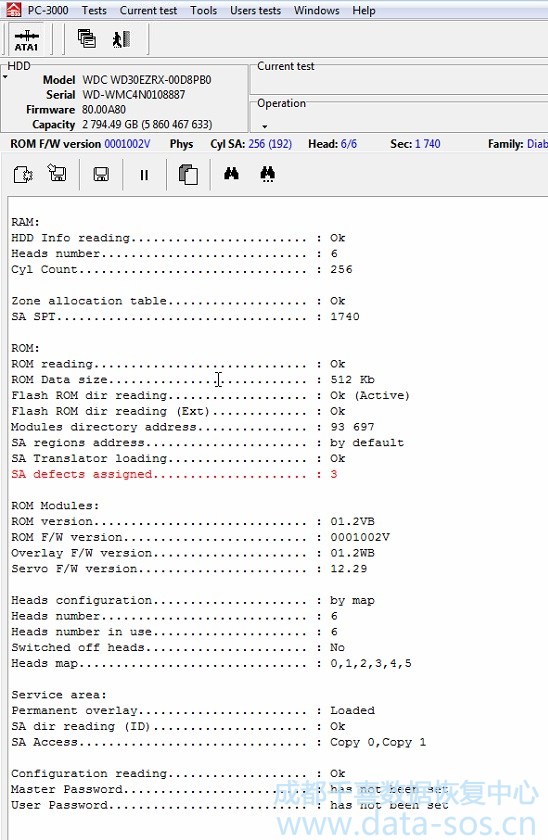 使用PC-3000處理西數(shù)2.5″硬盤(pán)的SED問(wèn)題