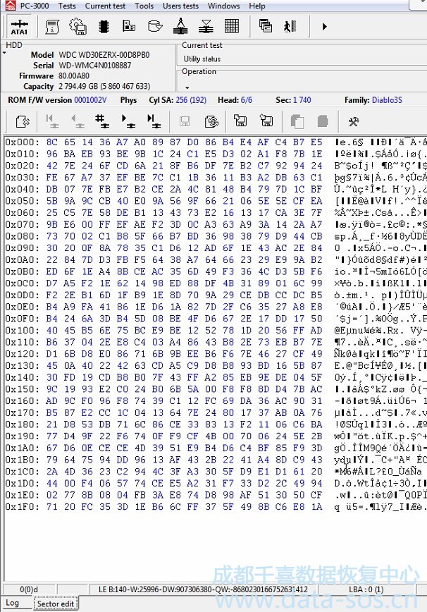 使用PC-3000處理西數(shù)2.5″硬盤(pán)的SED問(wèn)題